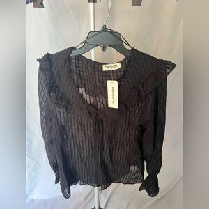 Impressions Black Sheer Women's Top